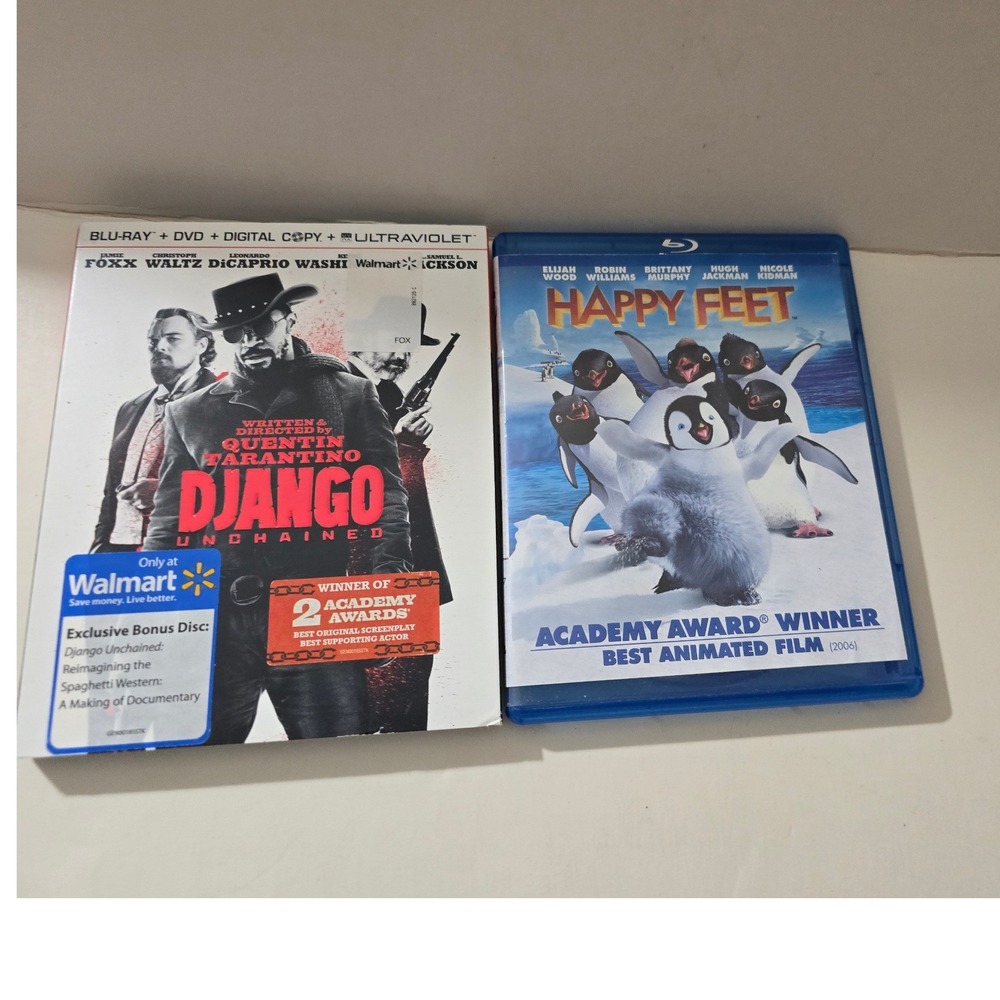 Django Unchained Blu-ray Walmart Exclusive & Happy Feet Blu-ray Movie Bundle